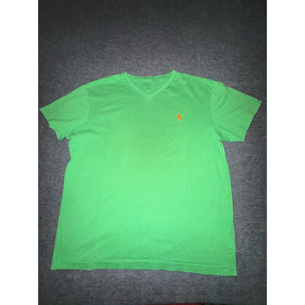 Polo Ralph Lauren Green Cotton Jersey V Neck Logo Men's Short Sleeve T-Shirt M